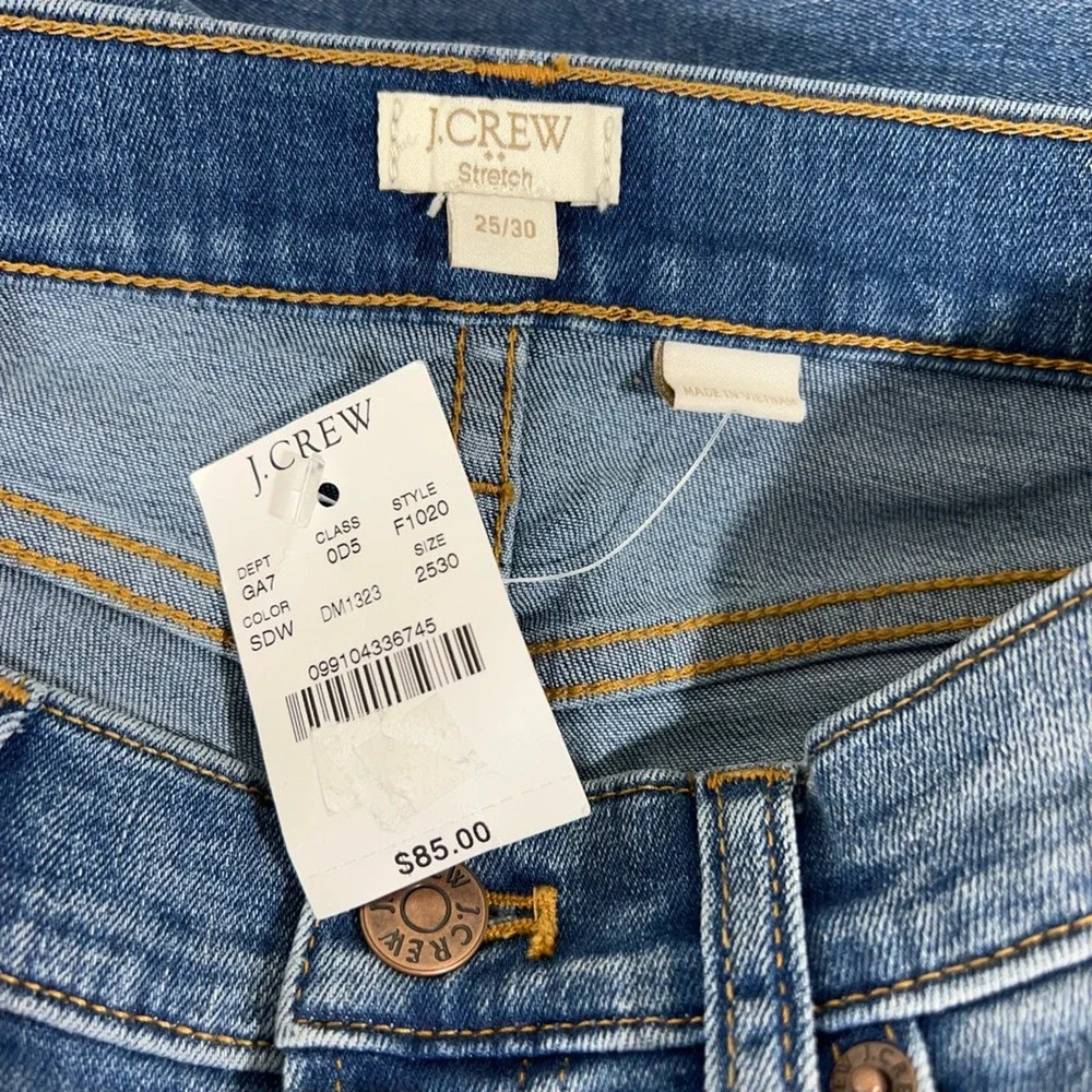J.Crew Womens Slim Skinny Jeans Blue Stretch Medium Wash Pockets Low Rise 25 New